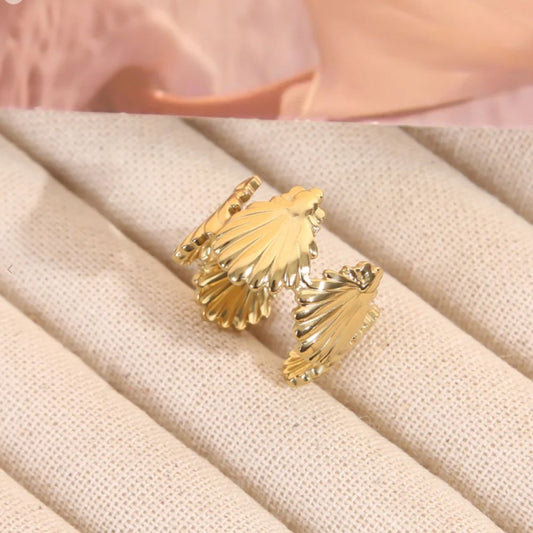 Bague Ajustable 6 Coquillages Dorés