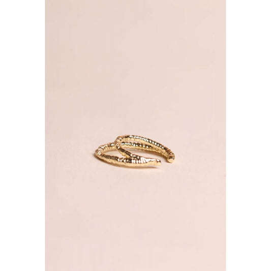 Bague d'Oreille Earcuff 2 Rangs Martelés Dorés