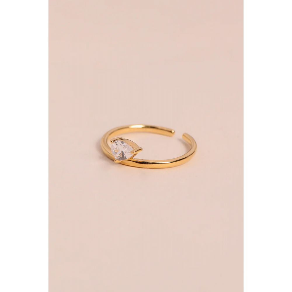 Bague Ajustable Dorée et 1 Zircon Blanc