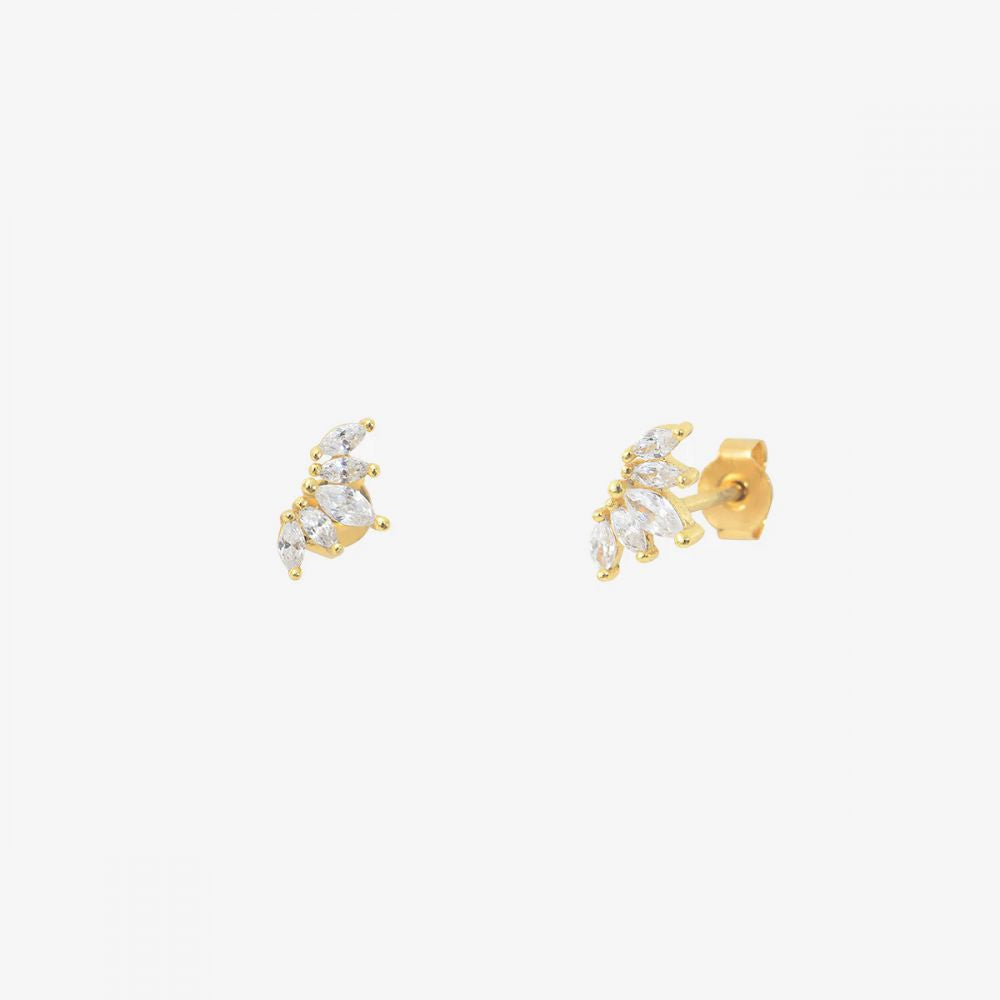 Puces d'Oreilles Couronne et Strass Plaqué Or