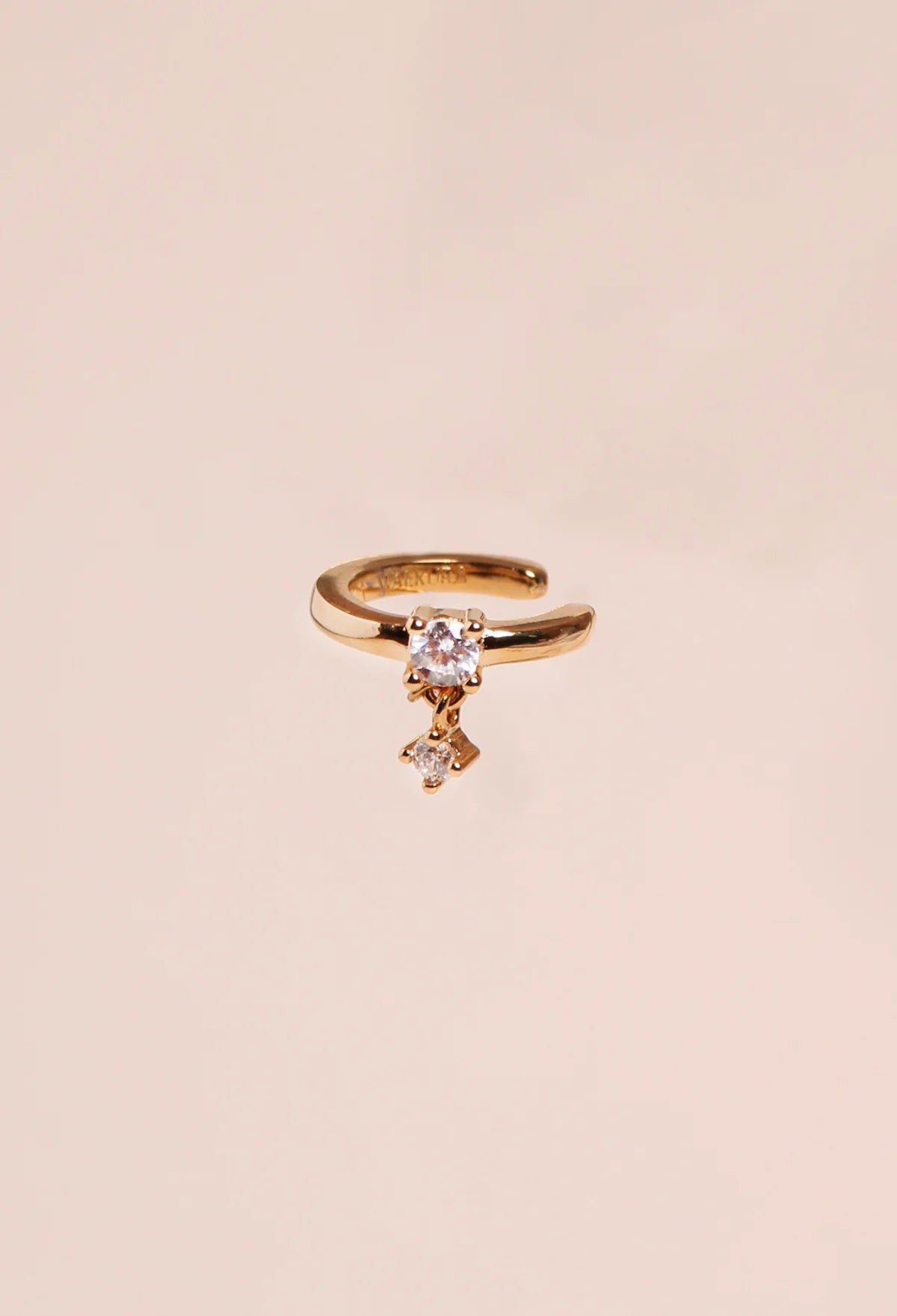 Bague d'Oreille Earcuff Dorée et 2 Zircons Blancs