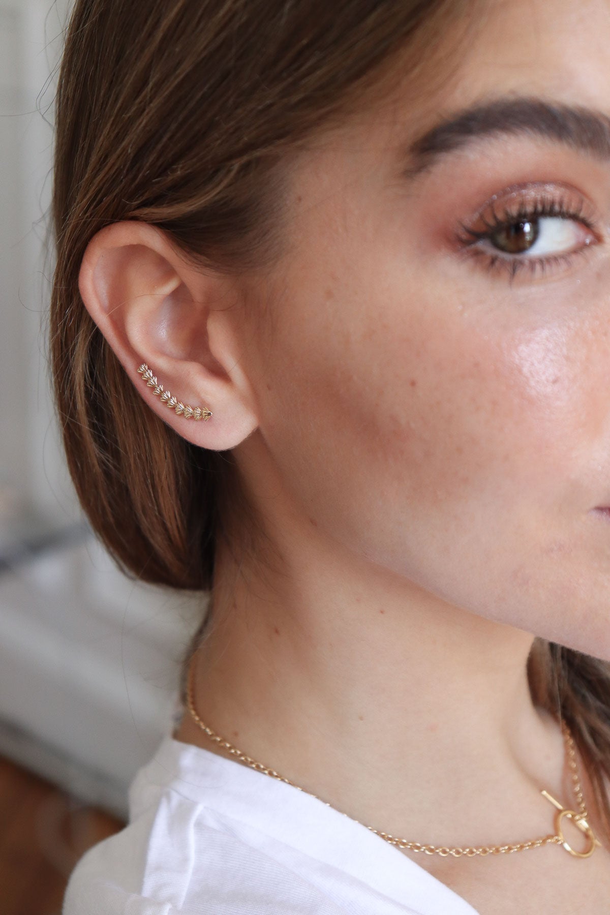 Boucles d'Oreilles Montantes Dessus d'Oreilles Feuilles porté