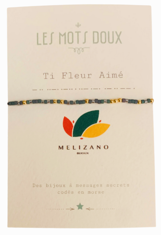 Bracelet Message Mots Créoles Ti Fleur Aimé et Perles