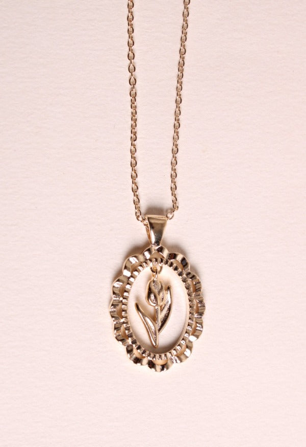 Collier Médaille Fleur Plaqué Or