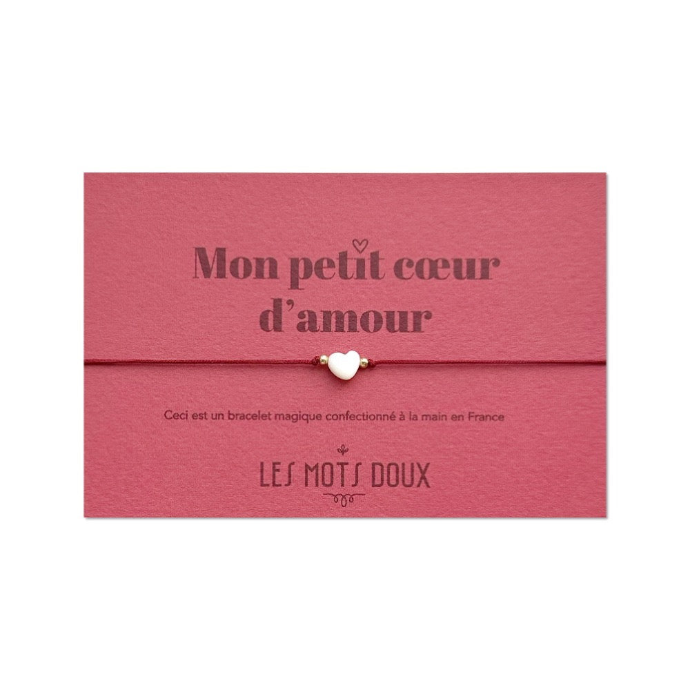 Bracelet Cordon Petit Coeur Rouge