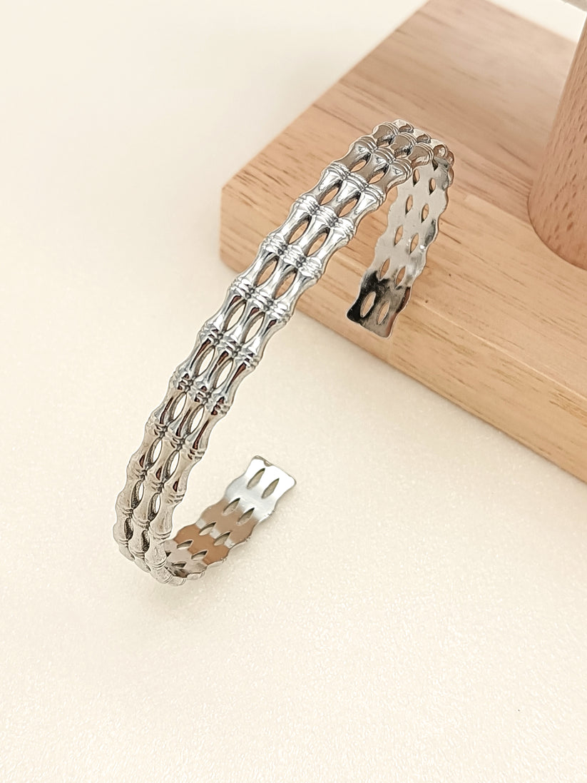 Bracelet Jonc Mailles Acier Inoxydable vu de haut 