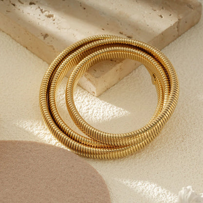 Bracelet Jonc Triple Tour Doré Style Tubogas Doré