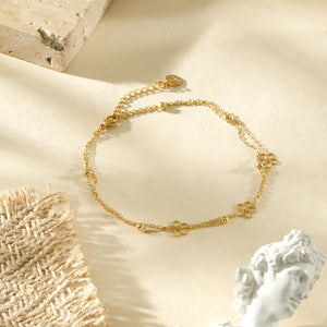 Bracelet de Cheville Doré et Fleurs