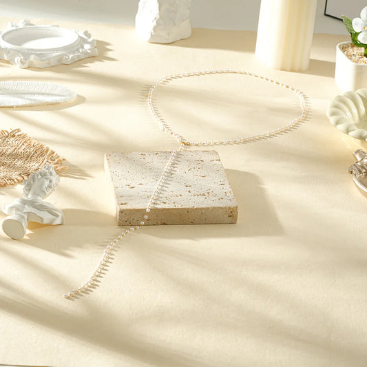 Bijoux de Corps Collier de Dos Doré Perles Blanches