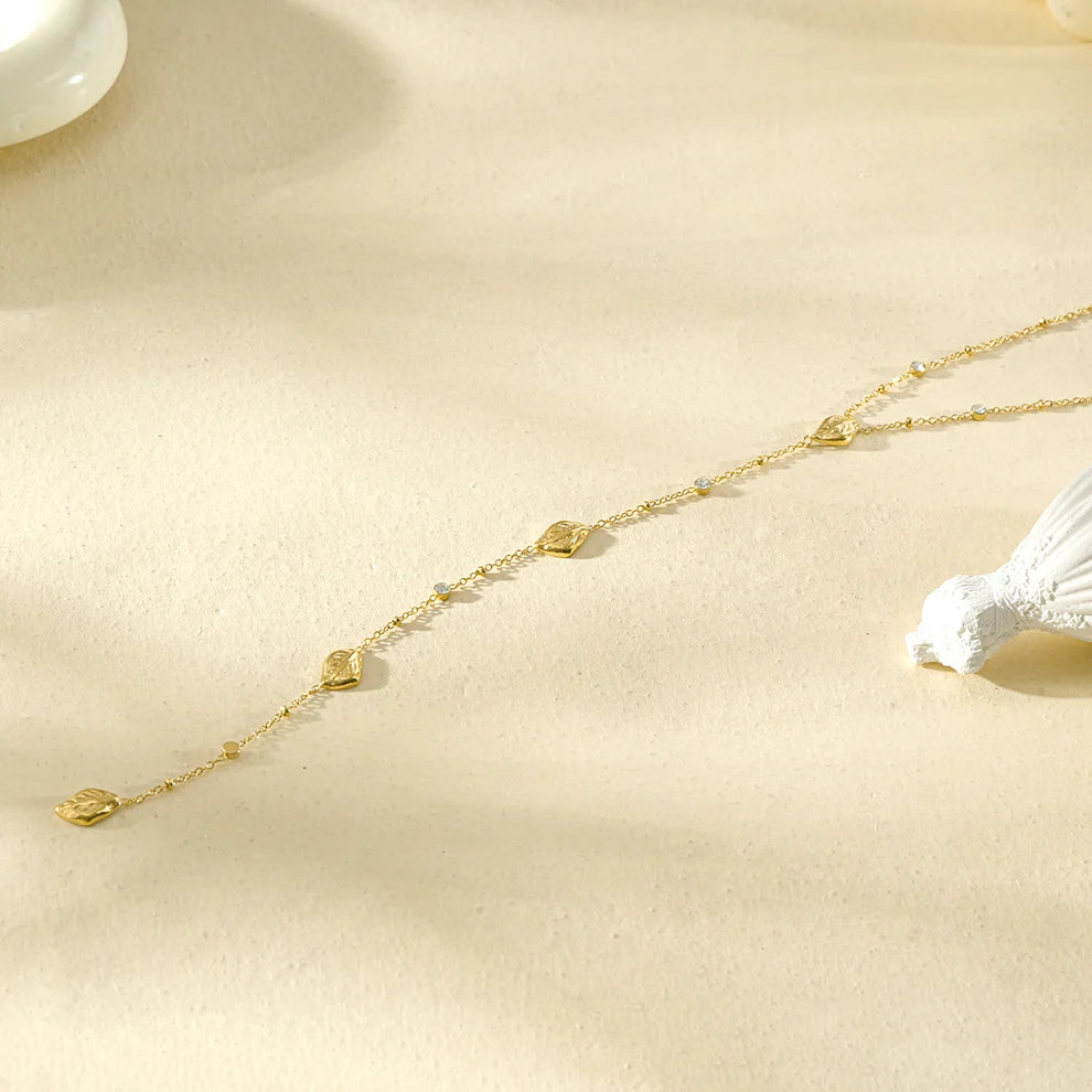 Collier Cravate Feuilles - Doré