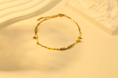 Bracelet de Cheville Doré et Perles Jaunes