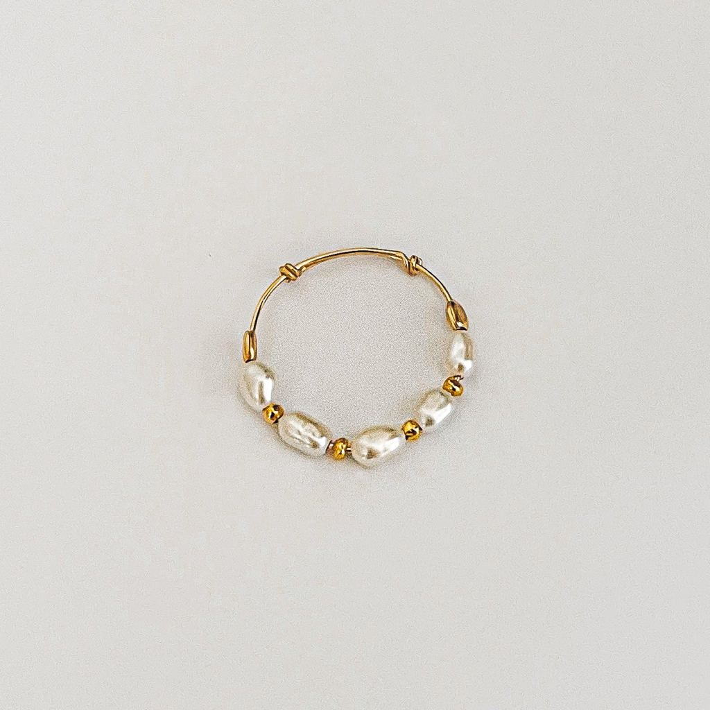 Bague Ajustable Doré et Perles de Culture