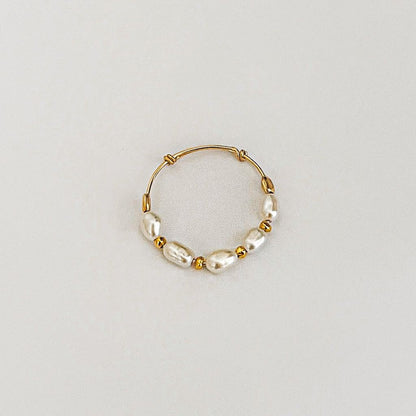 Bague Ajustable Doré et Perles de Culture