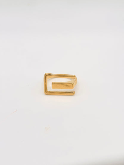 Bague Ajustable Rectangle - Doré