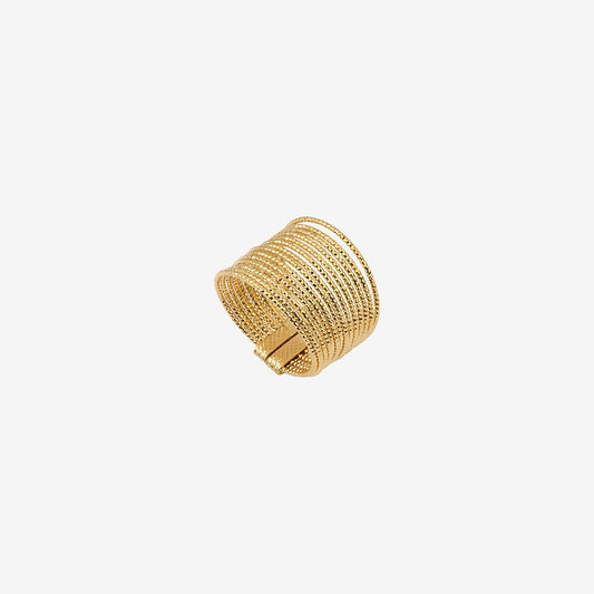 Bague Ajustable Multi Rangs Fils Diamantés Plaqué Or