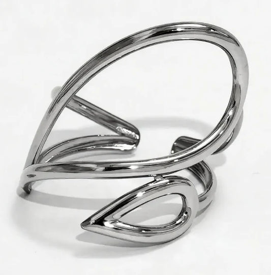 Bague Ajustable Forme Ovale Argentée