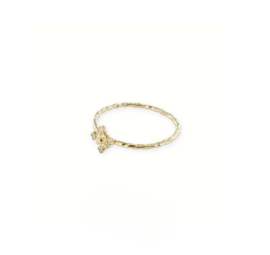 Bague Anneau Plaqué Or Forme Losange et Zircons