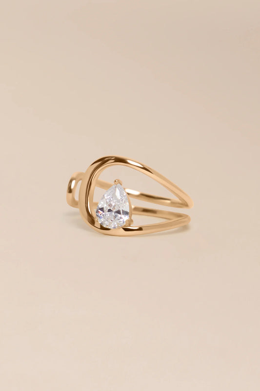 Bague Ajustable 2 Rangs Doré et Zircons Blancs