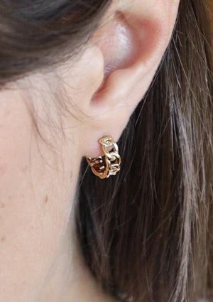 Boucles Petites Créoles Mailles Dorées Porté