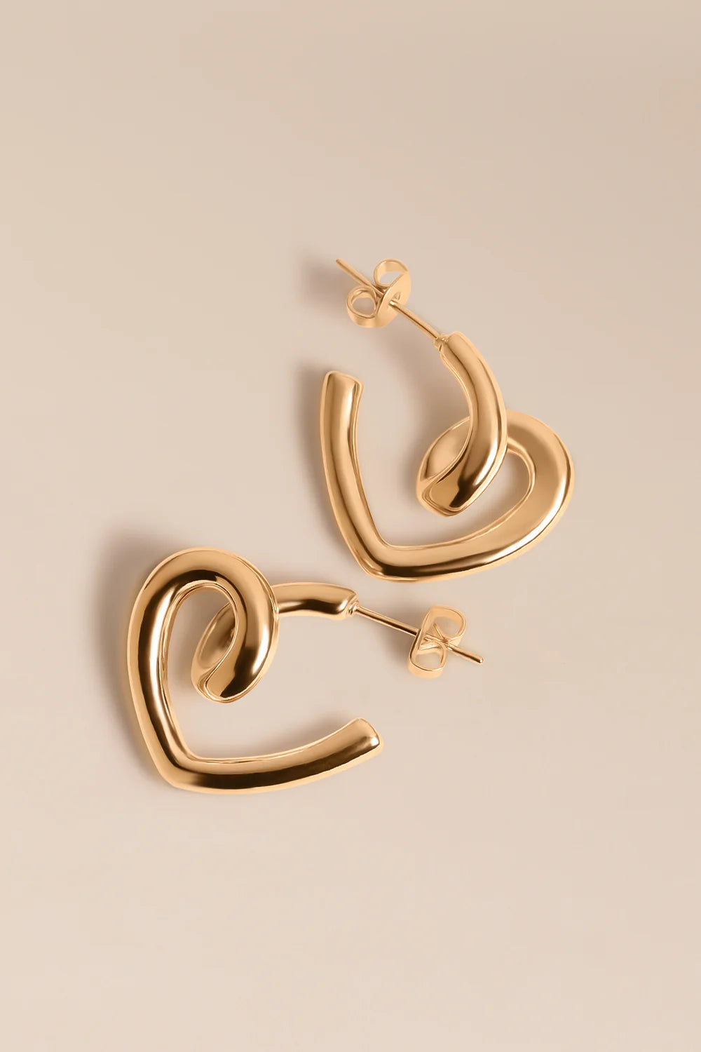 Boucles d'Oreilles Doré Forme Coeur Géométrique