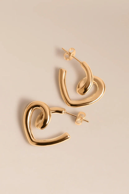 Boucles d'Oreilles Doré Forme Coeur Géométrique