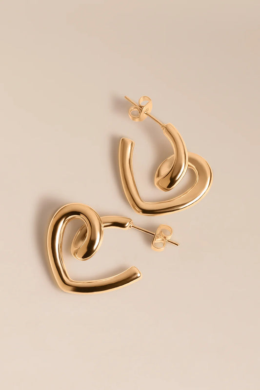 Boucles d'Oreilles Doré Forme Coeur Géométrique