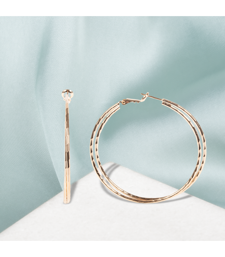 Boucles d'Oreilles Créoles Multi Anneaux Enroulés Plaqué Or