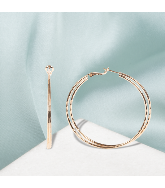 Boucles d'Oreilles Créoles Multi Anneaux Enroulés Plaqué Or