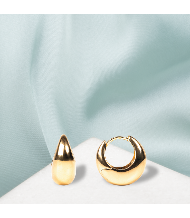 Boucles d'Oreilles Petites Créoles Epaisses Goutte Dorée