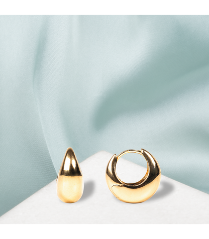 Boucles d'Oreilles Petites Créoles Epaisses Goutte Dorée