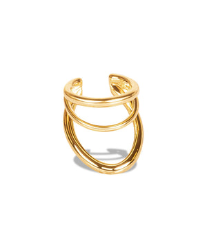 Grand Earcuff Bague d'Oreille Dorée 5 Rangs 