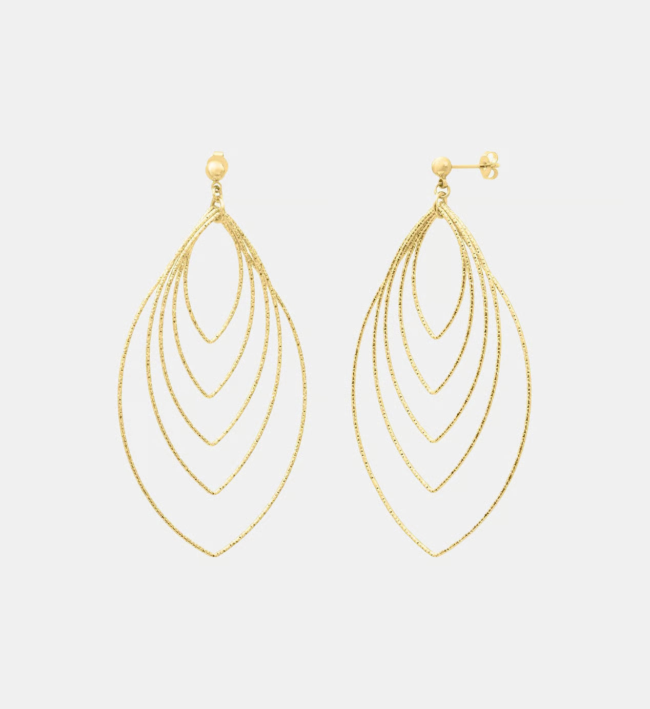 Grandes Boucles d'Oreilles 5 Ovales Imbriqués Doré