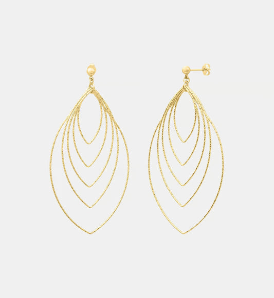 Grandes Boucles d'Oreilles 5 Ovales Imbriqués Doré