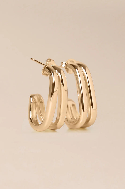 Boucles d'Oreilles 2 Anneaux Liés Doré