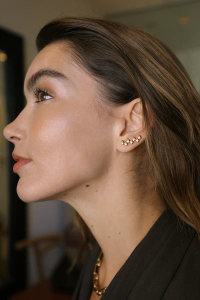 Contours d'Oreilles Boucles Montantes Pastilles Dorées Porté