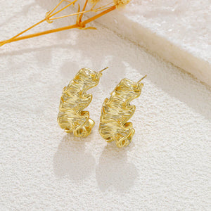 Boucles d'Oreilles Petites Créoles Texturées Doré