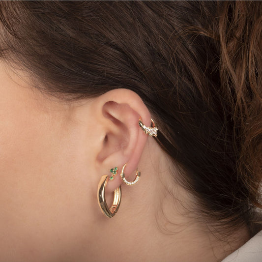 Boucles d'Oreilles Créoles Ovale Plaqué Or Porté