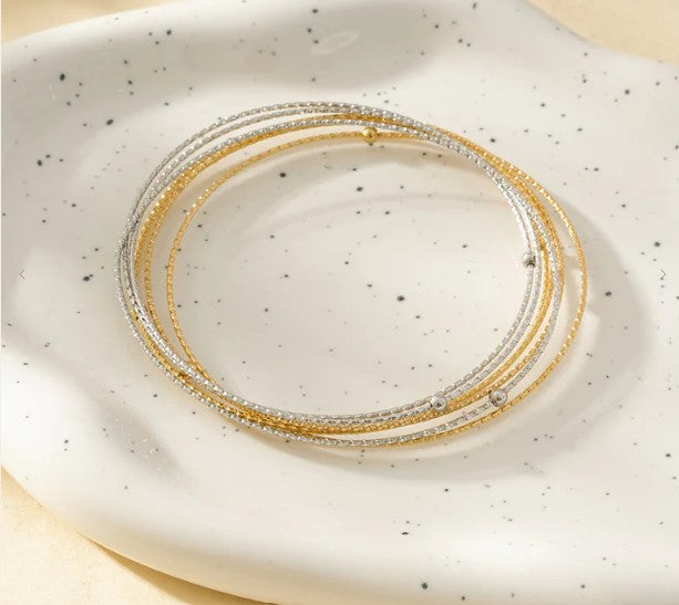 Bracelet Jonc 7 Anneaux - Doré