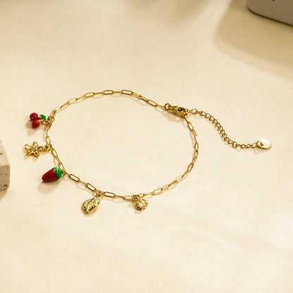 Bracelet de Cheville Breloque Fruits - Doré