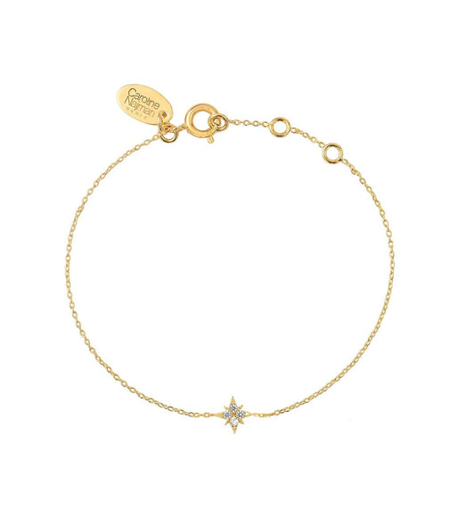 Bracelet Chaine Pendentif Etoile et Strass Blanc