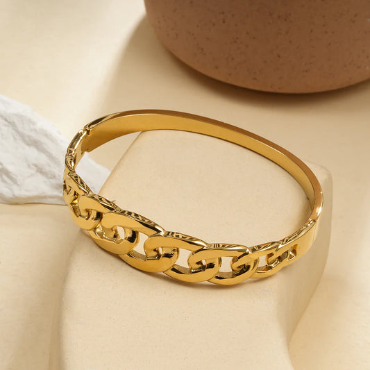 Bracelet Jonc Gourmette - Doré