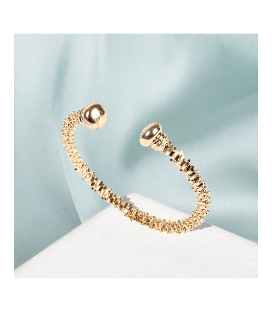 Bracelet Jonc Boules et Plaques Doré