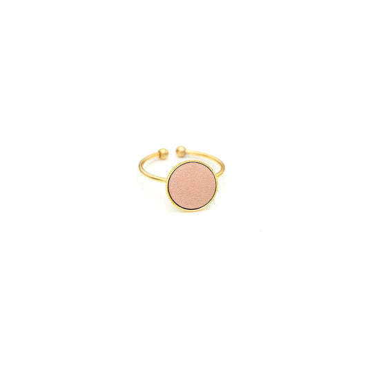 Bague Ajustable Bouton en Tissu Rose