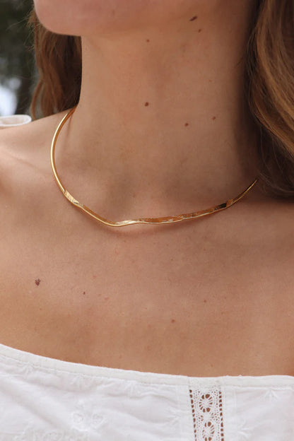 Collier Jonc Martelés Plaqué Or – Melizano - Main Image