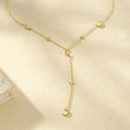 Collier Cravate Chaine Doré Etoiles et Soleil