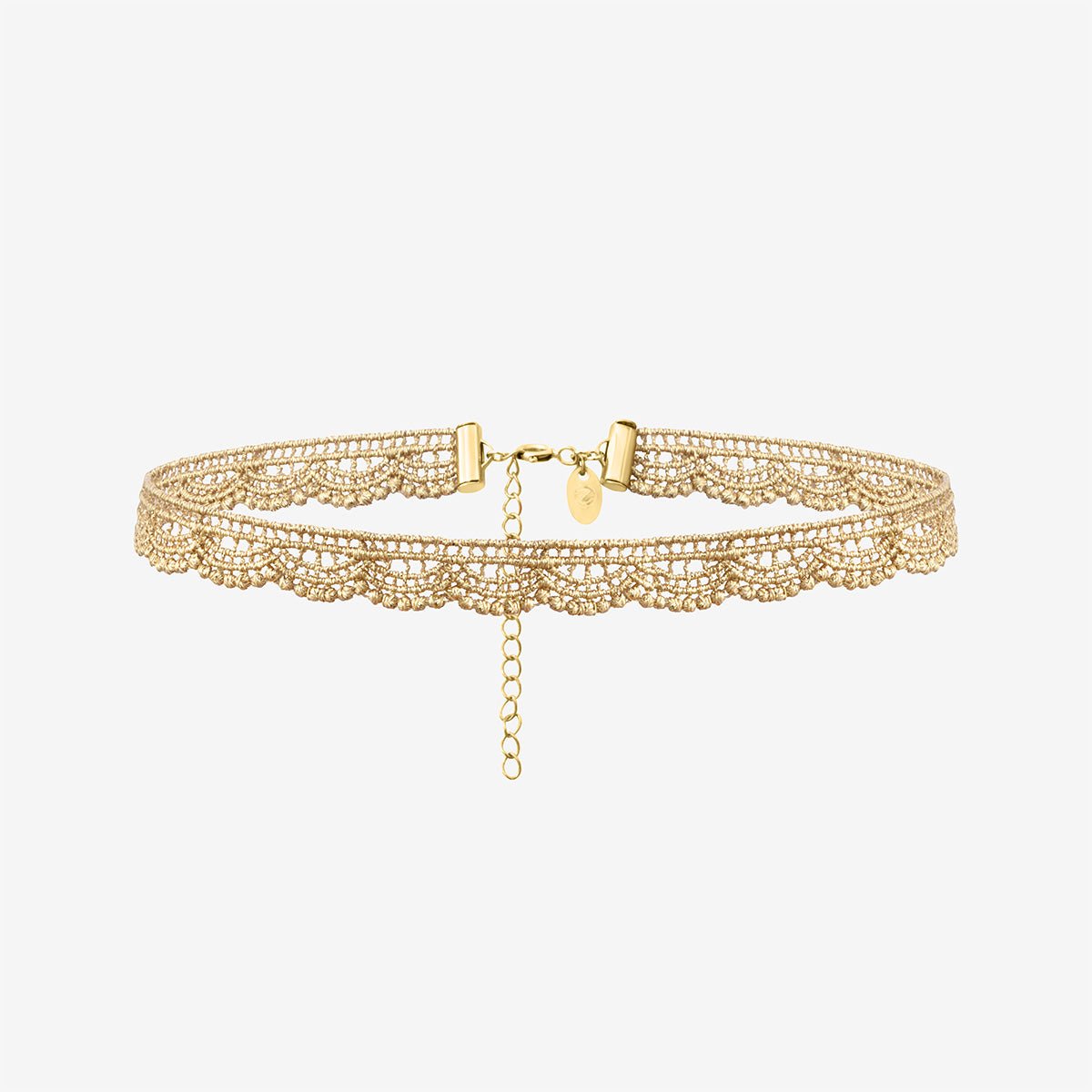 Collier Choker Ras de Cou Dentelle Doré 