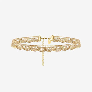 Collier Choker Ras de Cou Dentelle Doré 