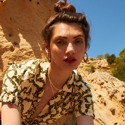 Collier Chaine Boules Doré Porté