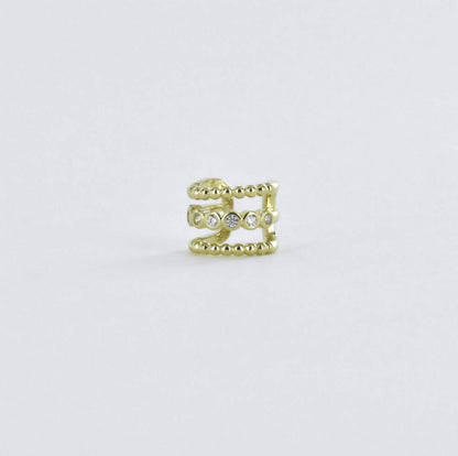 Bague d'Oreille Earcuff 3 Rangs et Strass Blancs 