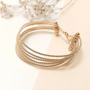 Bracelet Rigide Semainier 7 Anneaux Doré vu de face